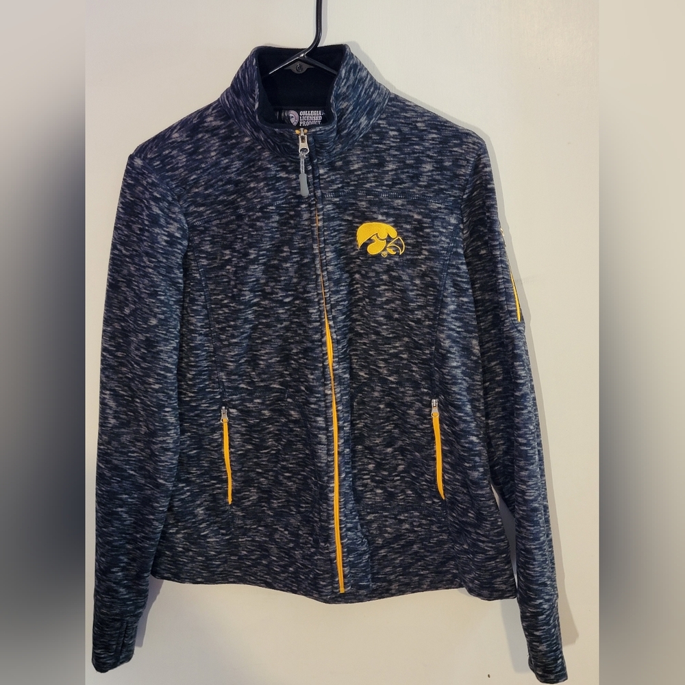 Iowa Hawkeyes Gray and Yellow Full-Zip Fleece Jacket Size Large